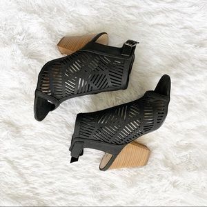 JustFab Peep Toe Dress Sandal Chunky Heels